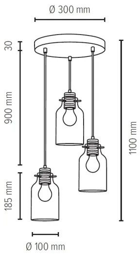 Lustră pe cablu ALESSANDRO 3xE27/60W/230V