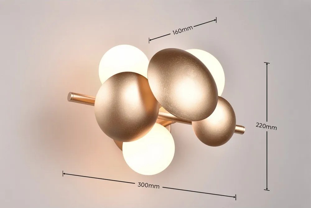 Aplică de perete alb-auriu Bubble – Trio Select