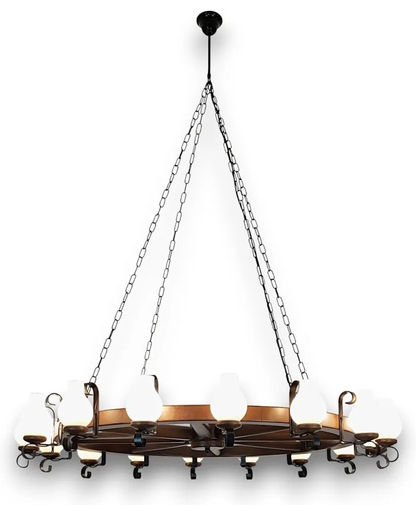 Candelabru rustic fabricat manual din lemn Roata 16L