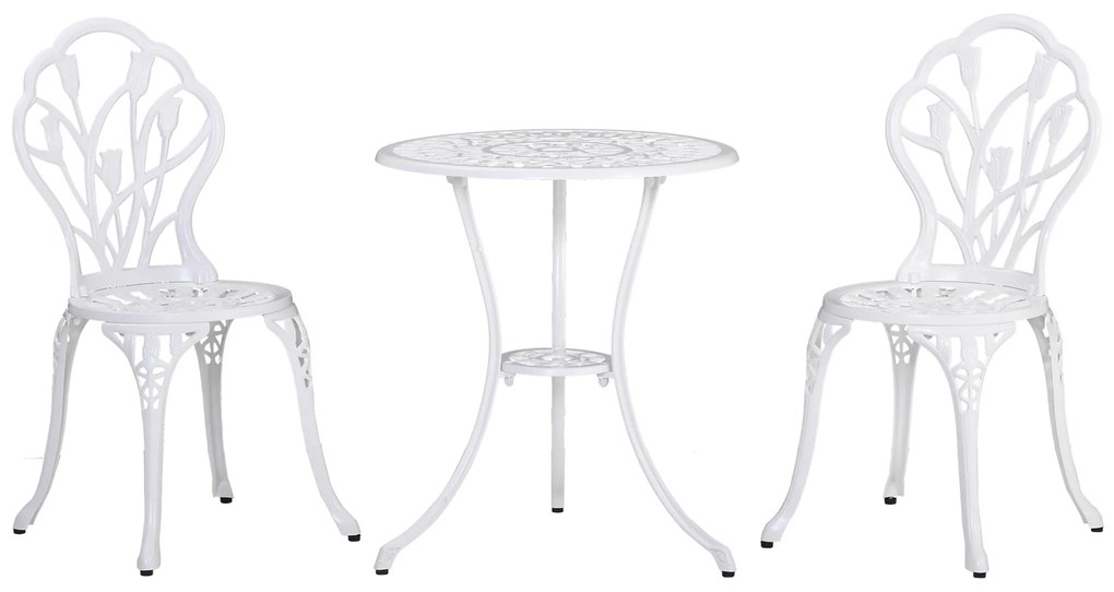 Outsunny Set de Gradina 3 Piese din Aluminiu cu 2 Scaune