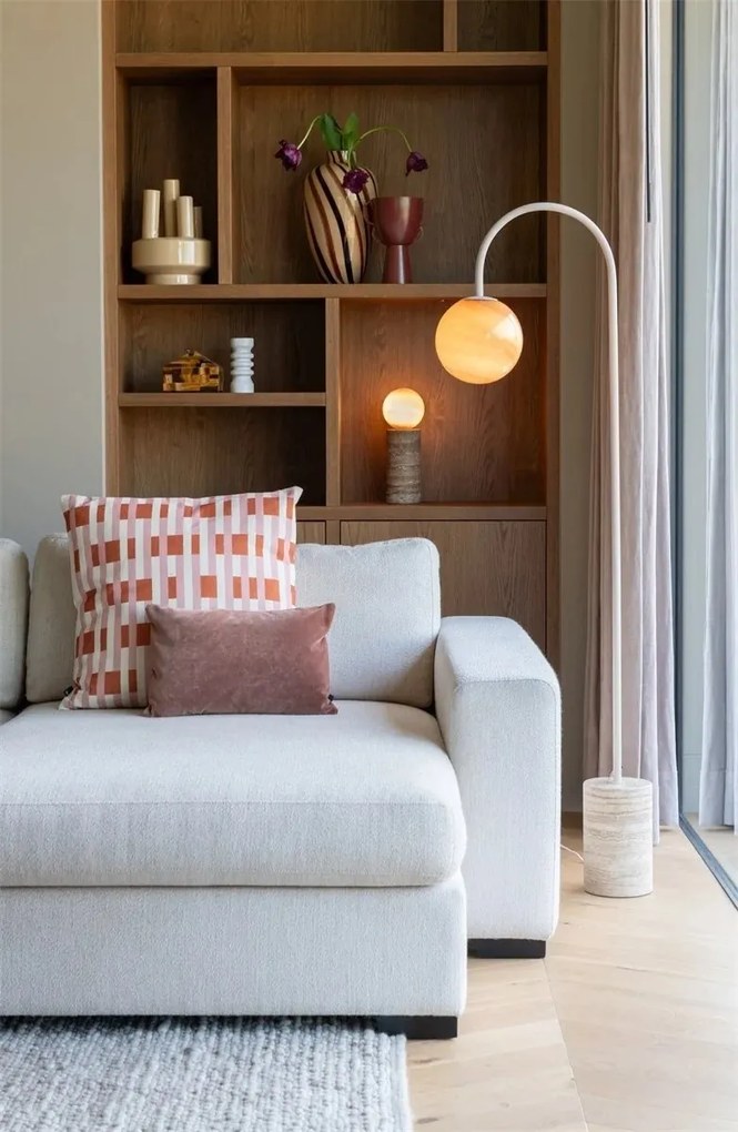 Lampa podea din travertin si sticla sand Tivoli