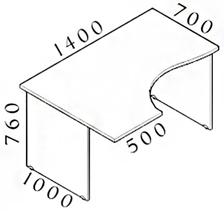 Masa ergonomica Visio 140 x 100 cm, stanga, paltin