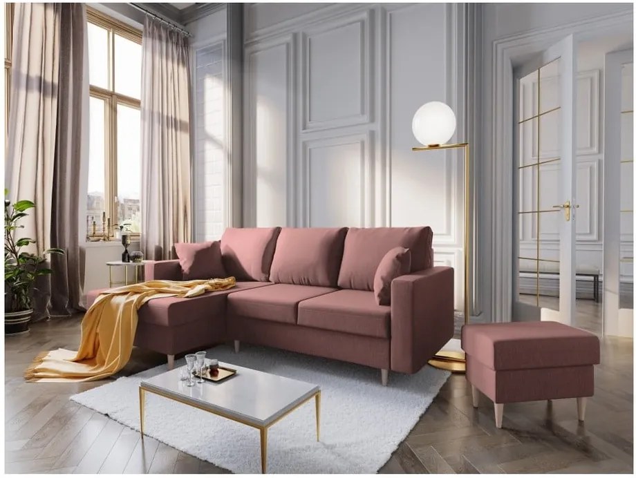 Puf Mazzini Sofas Aubrieta, 60 x 45 cm, vișiniu deschis
