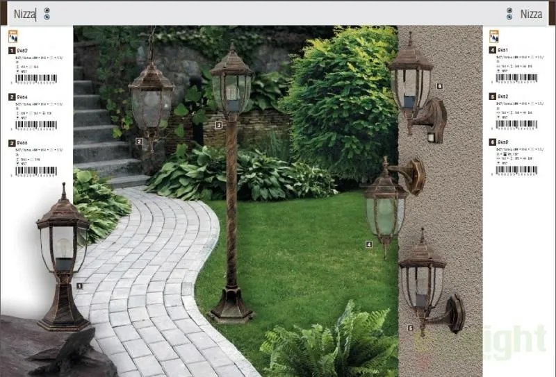 Aplica de perete exterior cu senzor, IP43, up light, auriu antic Nizza 8458 RX