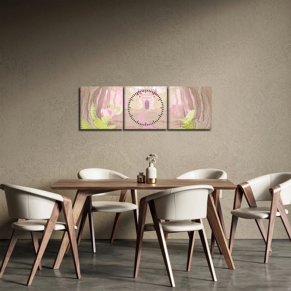Tablou - Călătorie în regatul roz (cu ceas) (90x30 cm)