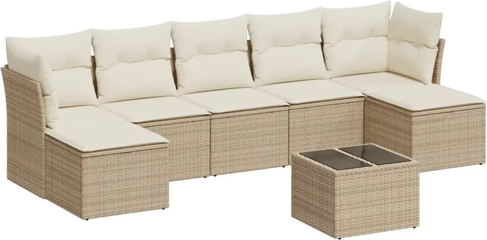 vidaXL Set canapele de grădină, 8 piese, cu perne, bej, poliratan