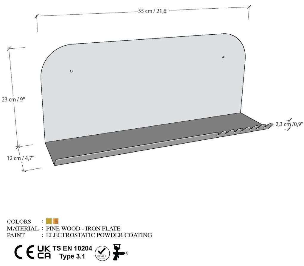 Raft de perete Longoan 2 (negru). Promo -7%. 1107806