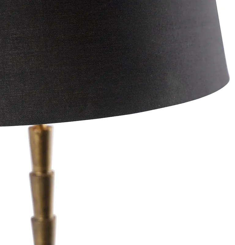 Lampă de masă Art Deco bronz cu abajur din bumbac negru 35 cm - Pisos