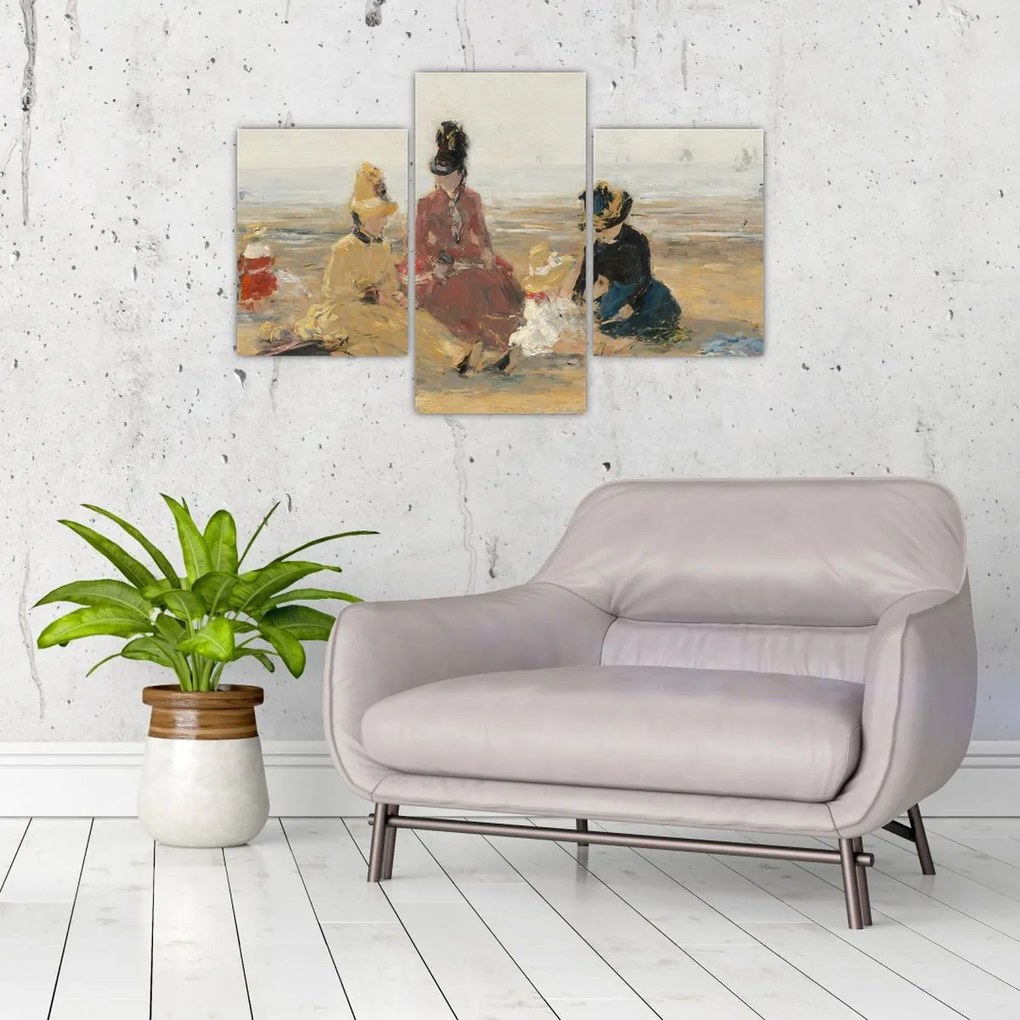 Tablou - Eugène Boudin, On the Beach, Trouville, reproducere (90x60 cm)