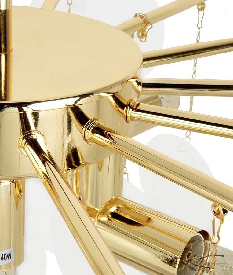 Lustra suspendata metal auriu si sticla SUONO 80