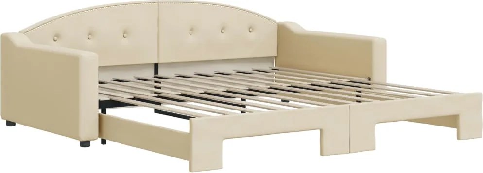 vidaXL Pat de zi cu extensie, crem, 100x200 cm, textil
