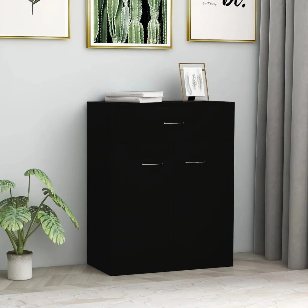 800712 vidaXL Servantă, negru, 60x30x75 cm, PAL