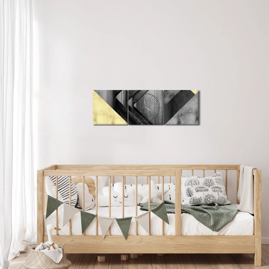 Tablou - Textura forme (cu ceas) (90x30 cm)