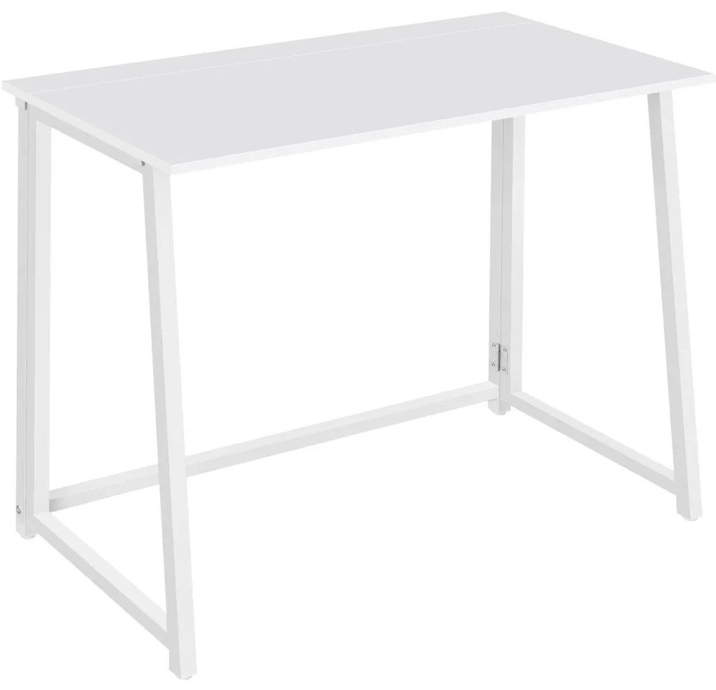 Set pentru birou – birou pliabil ZARIMO 80×40 cm alb + scaun de birou AVOLA VELVET maro deschis