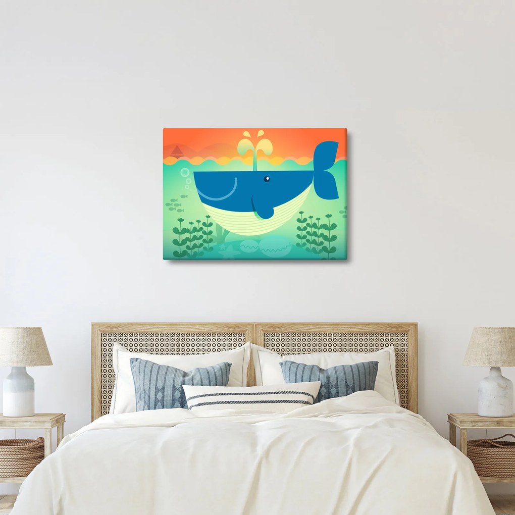 Tablou - Balenă veselă în mare (70x50 cm)