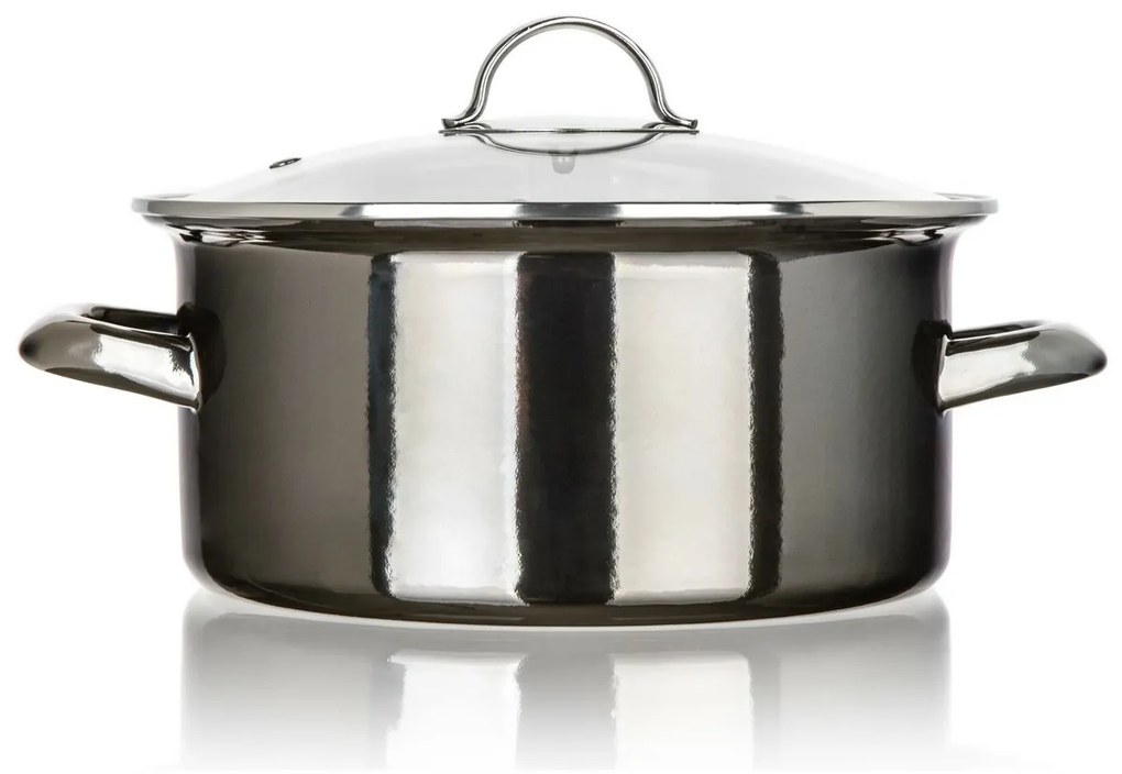 Banquet Oală emailată METALLIC Black 22 cm, 3,7 5l, cu capac, 22 cm