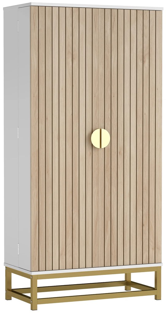 HOMCOM Dulap de bucătărie mobilier pentru depozitare cu 12 rafturi cu uși, rafturi ajustabile, 58x29x119,5cm, alb | Aosom Romania