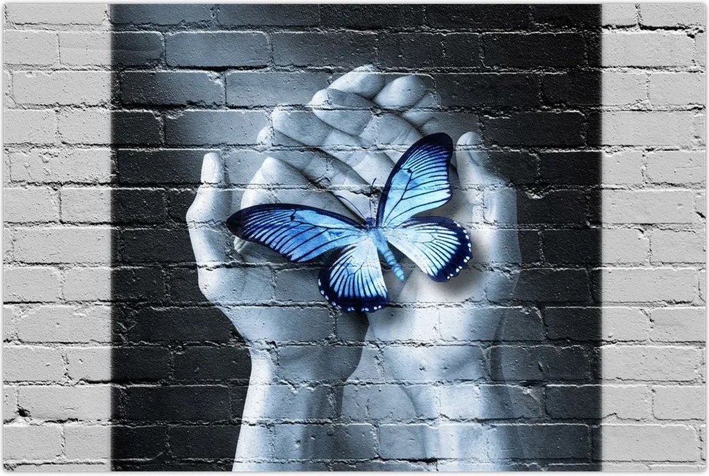 Tablou - Fluture pe perete (90x60 cm)