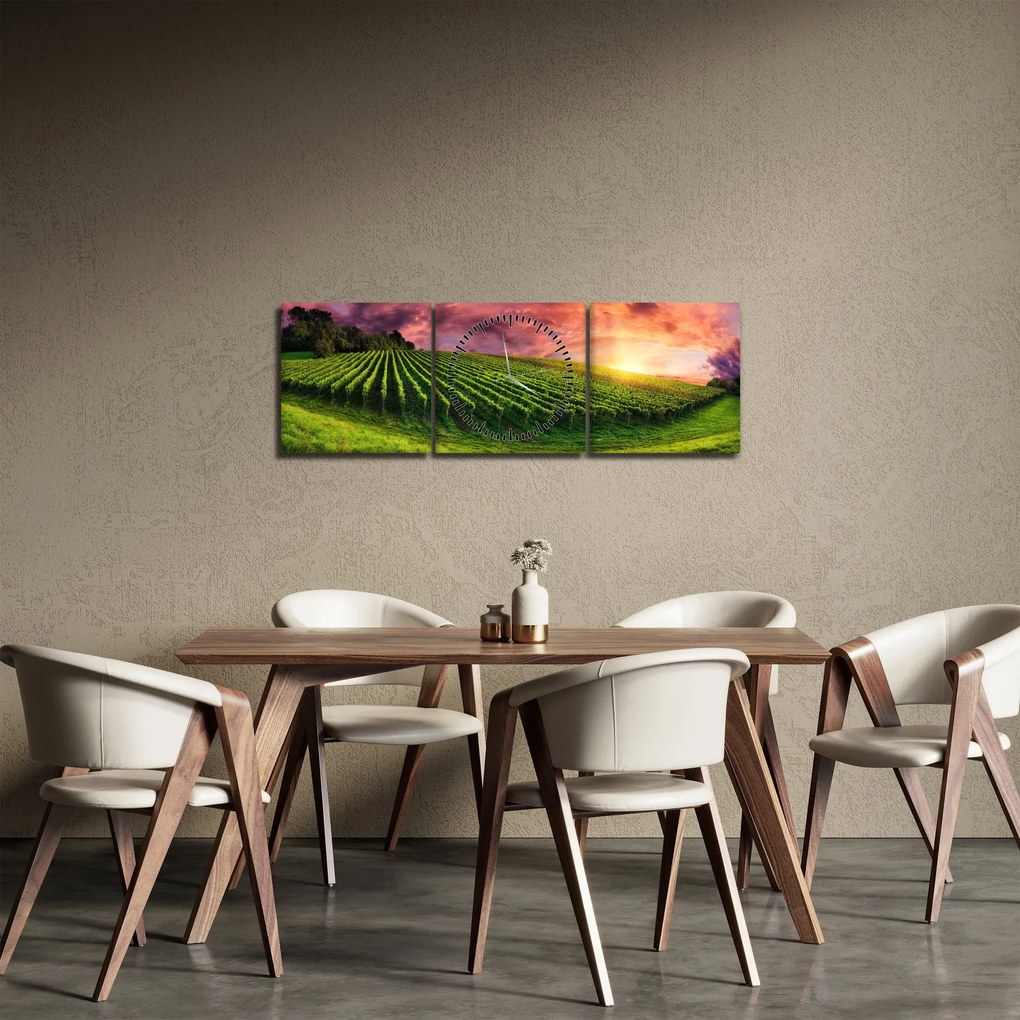 Tablou cu vie cu cerul color (cu ceas) (90x30 cm)