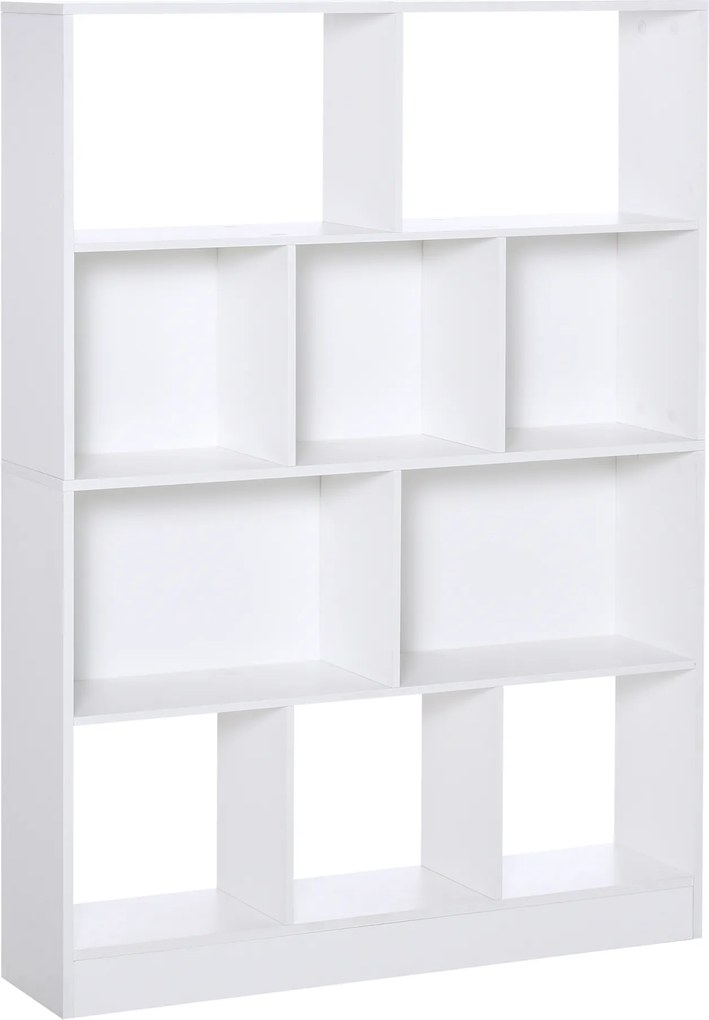 HOMCOM Bibliotecă raft Mobilier de Depozitare 5 nișe + 5 rafturi Panouri Particule Alb | Aosom Romania