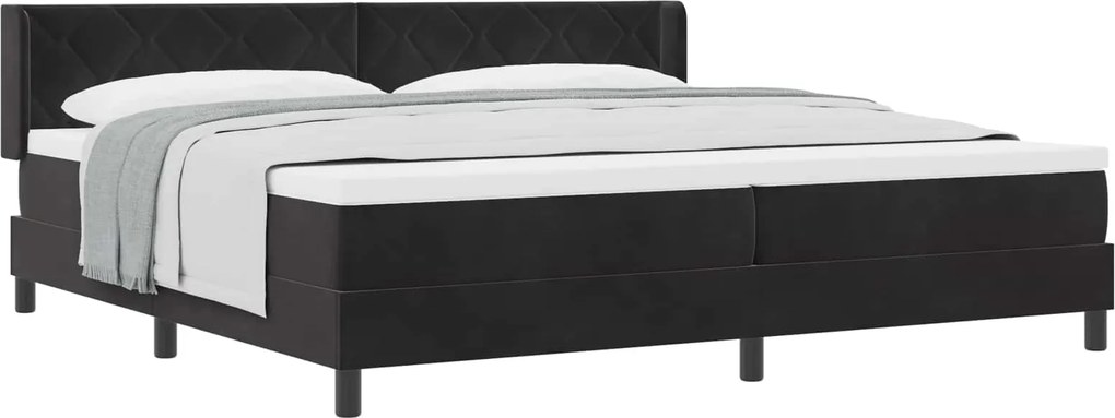 vidaXL Pat cu arcuri cu saltea Negru 200 x 200 cm Poliester