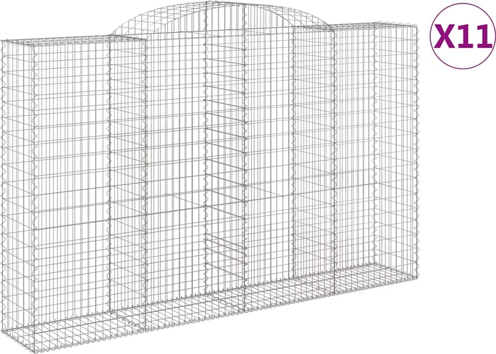 vidaXL Coșuri gabion arcuite 11 buc, 300x50x180/200 cm fier galvanizat