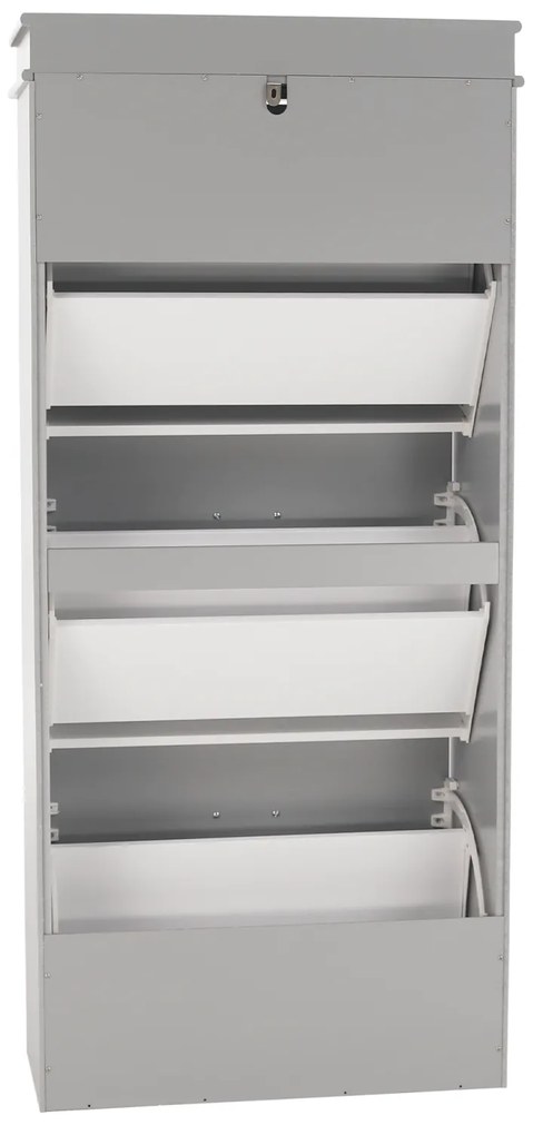 Pantofar, 3 usi compartimente duble, gri, mdf gri