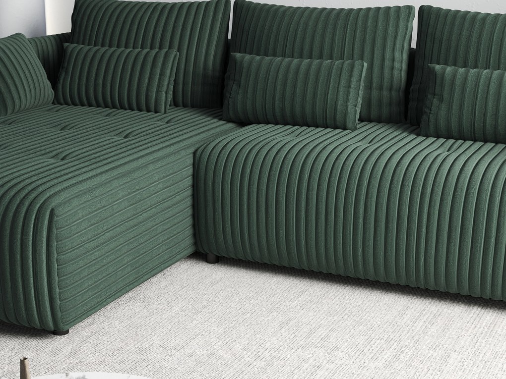 Colțar extensibil dumonde cu ladă de depozitare si sezut confortabil din spuma high-density, Malta Ambience Verde II 235x185 cm