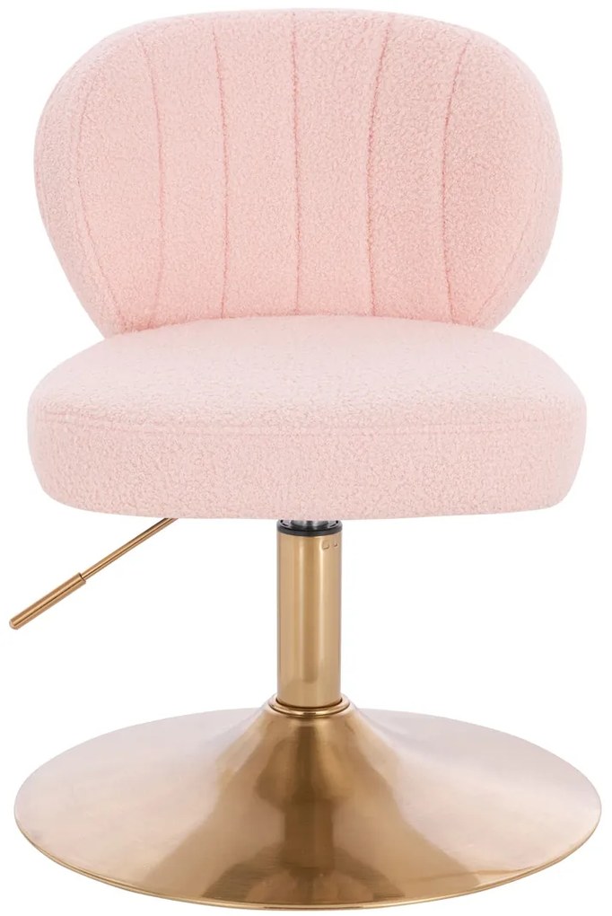 HR193N Scaun Roz Pudra Boucle cu Bază Aurie