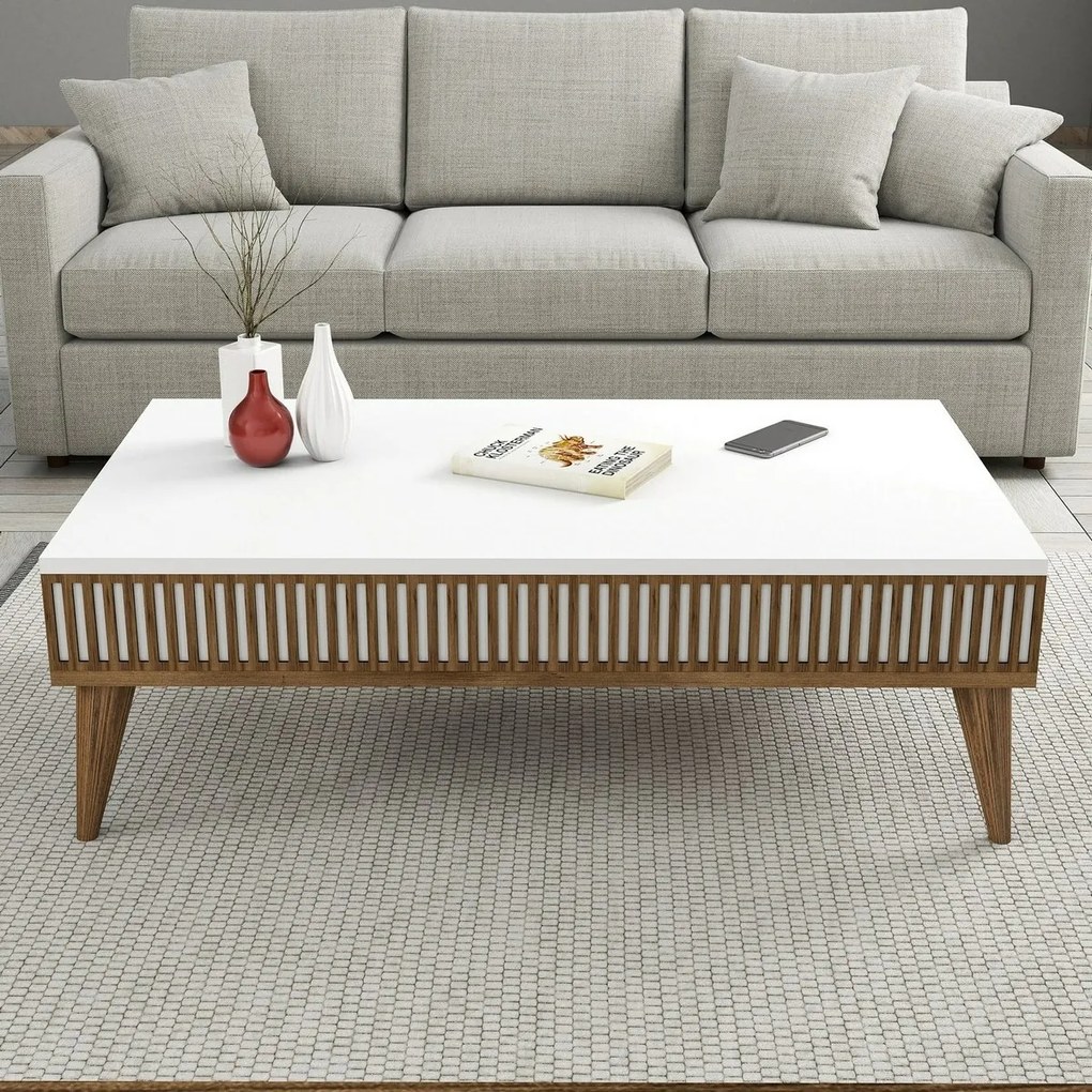 Mila White and Walnut coffee table