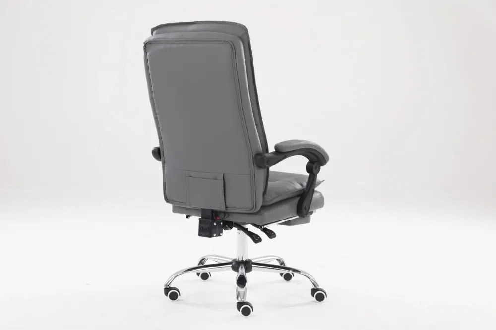 RESIGILAT- Scaun directorial cu Masaj, 8 puncte de masaj, telecomandă, suport picioare, Gri