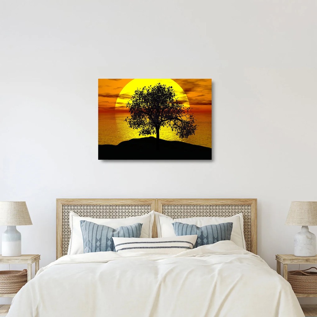 Tablou pe sticlă - Silueta copacilor (70x50 cm)