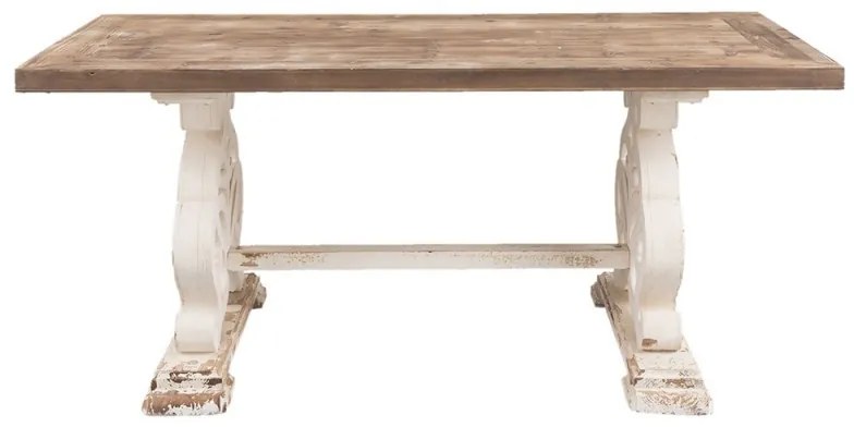 Masă de dining shabby chic, cu finisaj alb antichizat, Madeleine