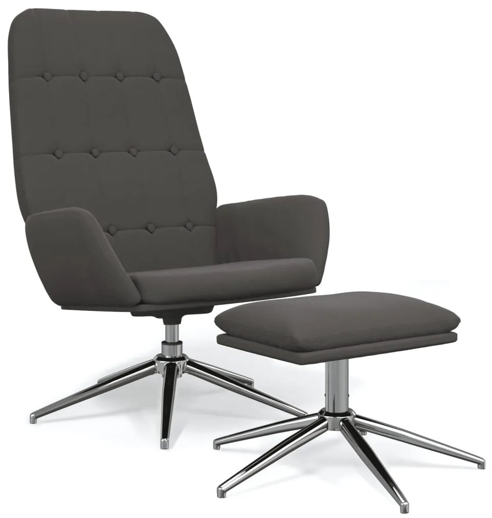 3097695 vidaXL Scaun de relaxare cu taburet, gri închis, microfibră