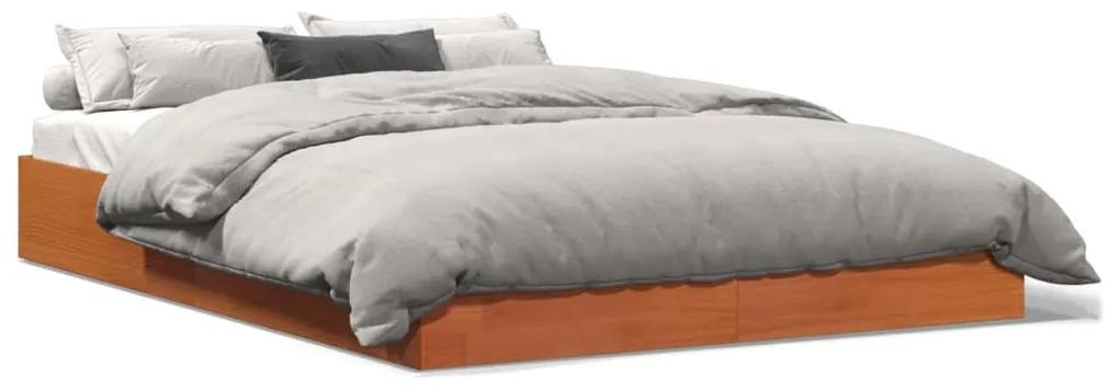 844825 vidaXL Cadru de pat, maro ceruit, 135x190 cm, lemn masiv de pin