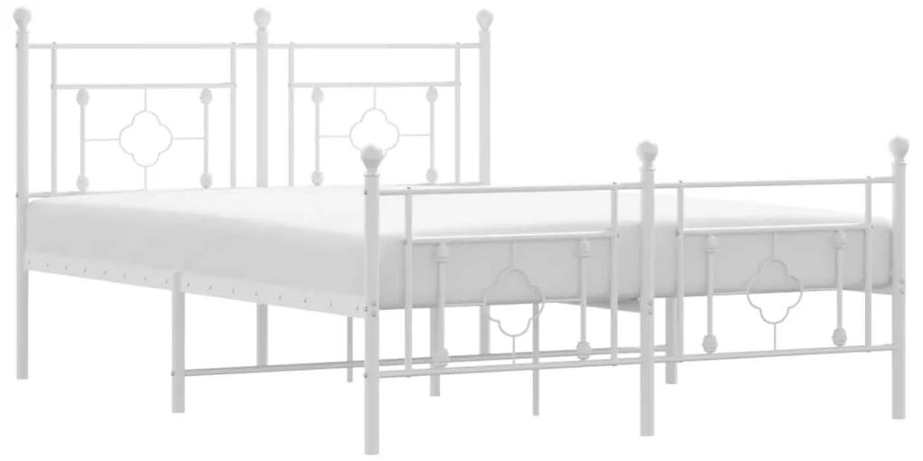 374406 vidaXL Cadru de pat metalic cu tăblie de cap/picioare, alb, 140x190 cm
