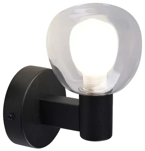 Aplica de perete pentru baie POLA, 1x G9, 5W, 230V, IP44, negru/transparent