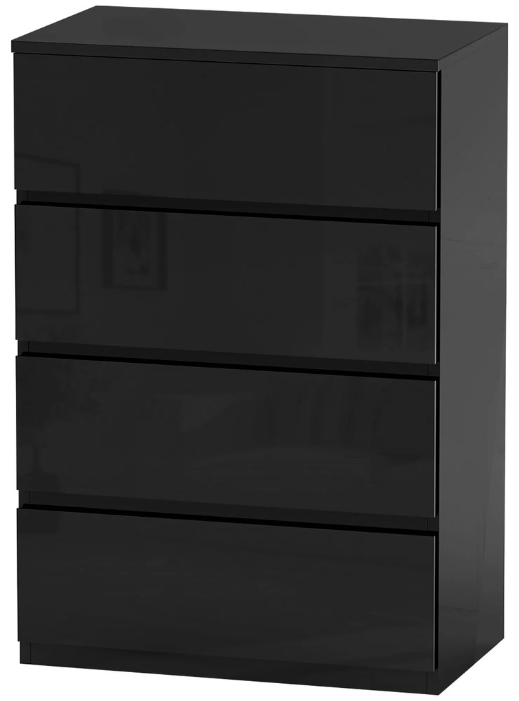 HOMCOM Comodă cu 4 sertare Comodă de stil modern pentru dormitor intrare living 55x34x80 cm Negru | Aosom Romania