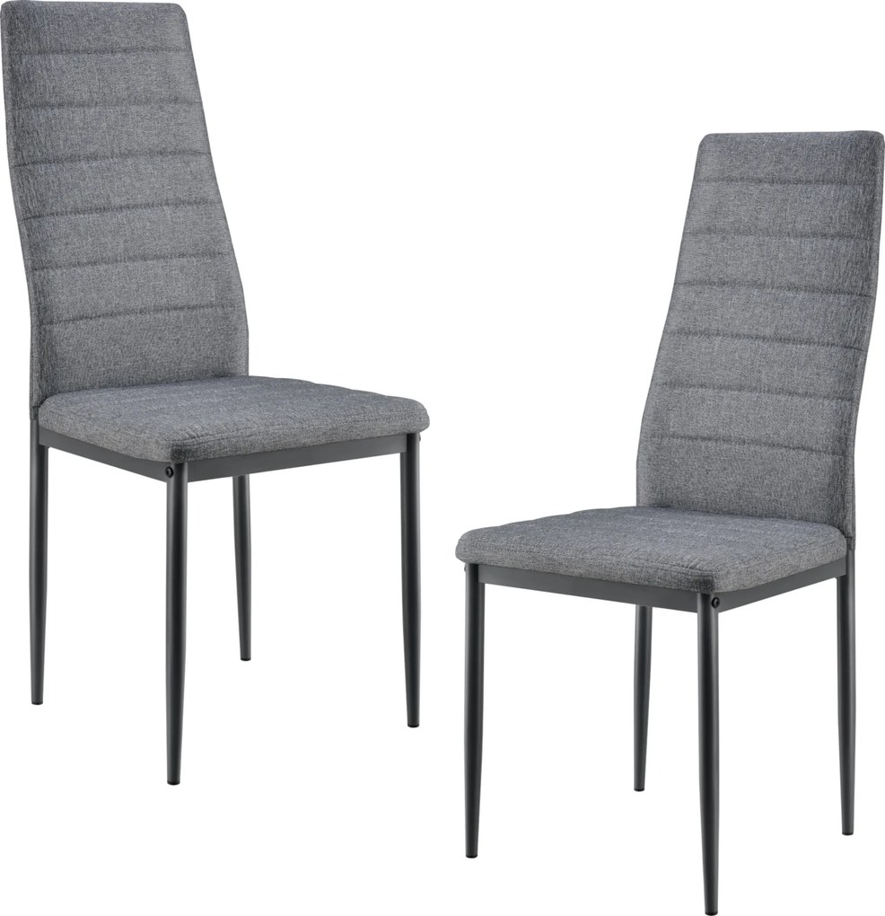 [en.casa] Set Dolly 2 bucati scaune, 96 x 43 x 52 cm, metal/textil, gri