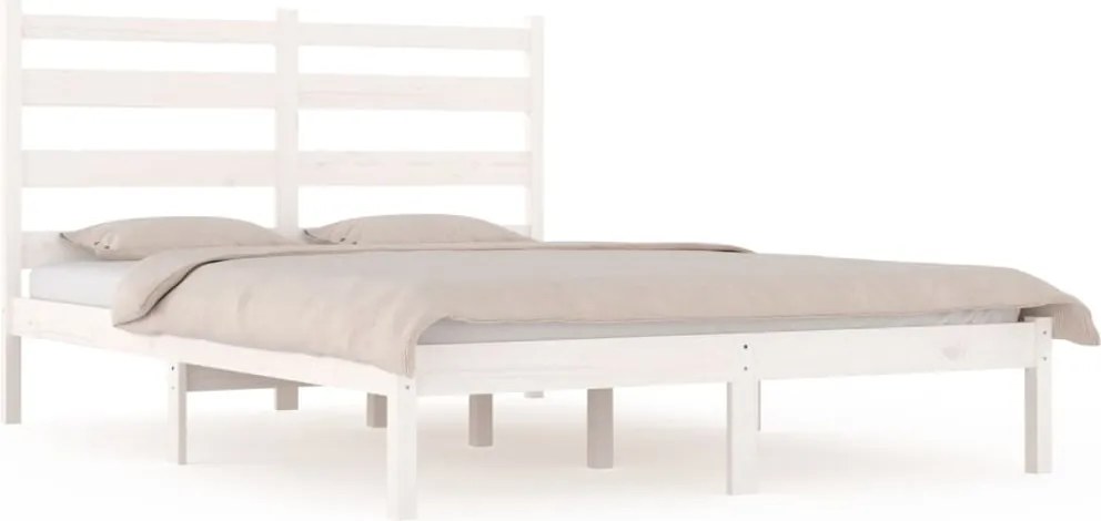 vidaXL Cadru de pat, alb, 120x200 cm, lemn masiv de pin