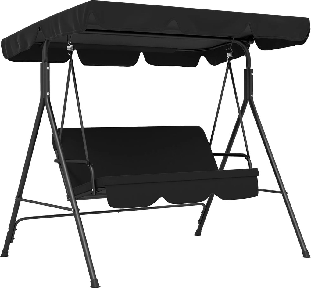 Outsunny Leagăn tip Hollywood 3 locuri Șezlong de grădină Bancă-leagăn, rezistent la intemperii, 172 cm x 110 cm x 153 cm, Negru | Aosom Romania