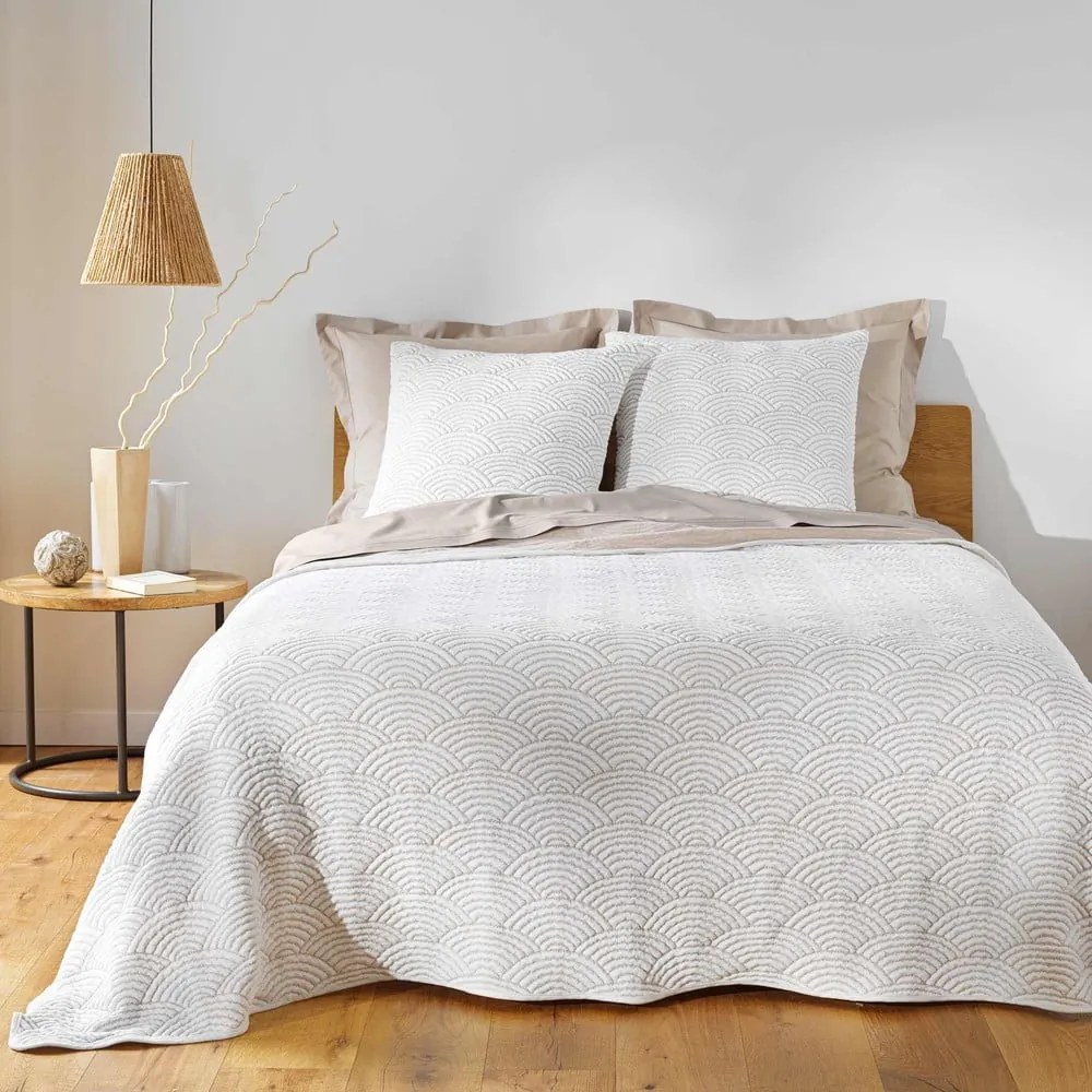 Set cuvertură și față de pernă alb-bej din jerseu 220x240 cm Cassandra – douceur d'intérieur