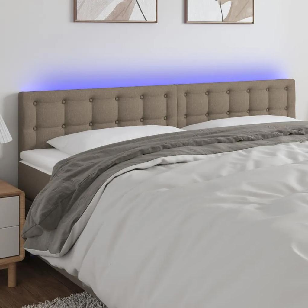 3122072 vidaXL Tăblie de pat cu LED, gri taupe, 200x5x78/88 cm, textil