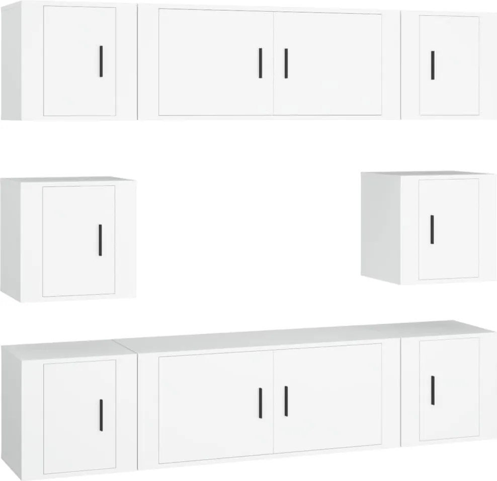 vidaXL Set dulap TV, 8 piese, alb, lemn prelucrat