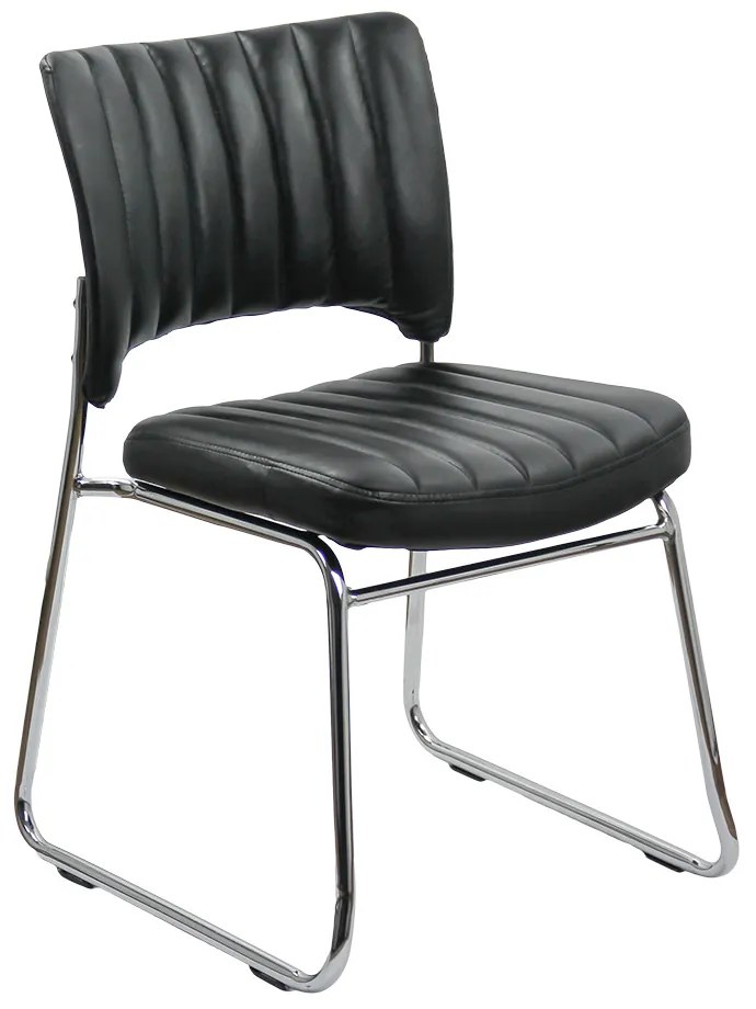 Scaun vizitator negru HRC 613 din piele ecologică și cadru cromat