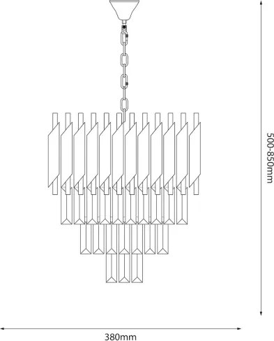 Lustru suspendat pe lanț CRISTAL 5xE14/10W/230V, diametru 38 cm, negru/crom mat