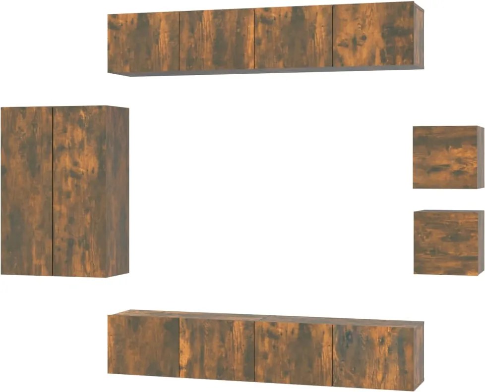 vidaXL Set dulap TV, 8 piese, stejar fumuriu, lemn prelucrat