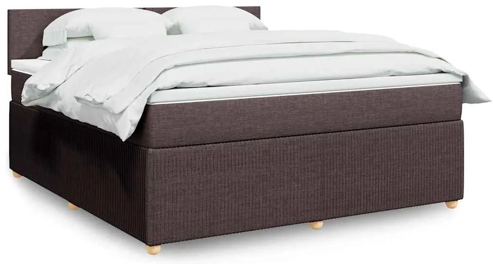 vidaXL Pat continental cu saltea maro închis 180x200cm material textil