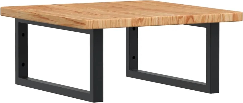 vidaXL Raft pentru lavoar montat pe perete, oțel și lemn masiv stejar