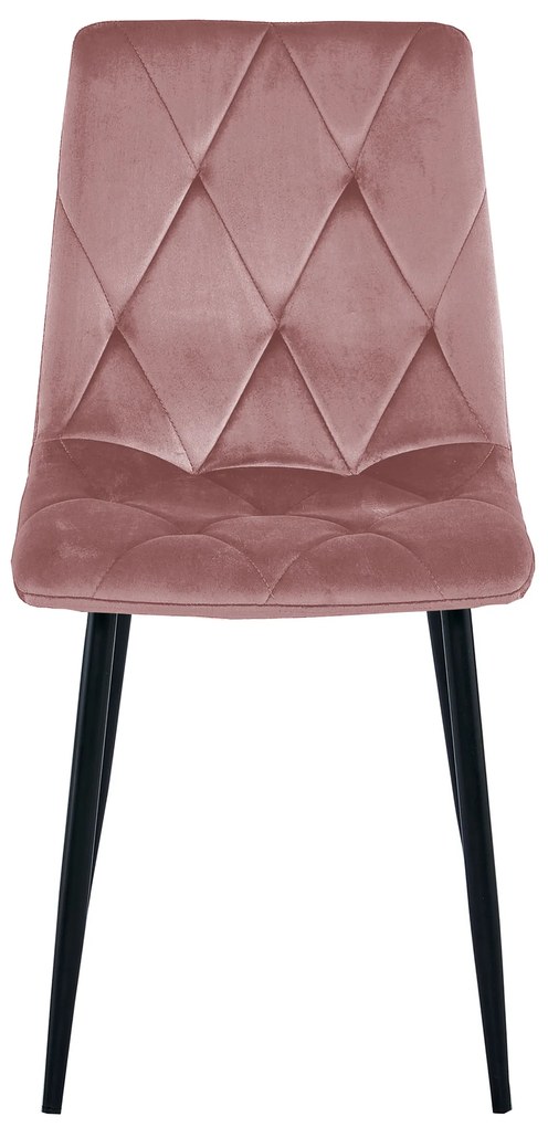 Roz scaun bucatarie LIBRA din catifea cu picioare negre